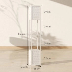 Lampada da Terra con 2 Ripiani, Interruttore a Catena, 26x26x156 cm, Grigio Chiaro