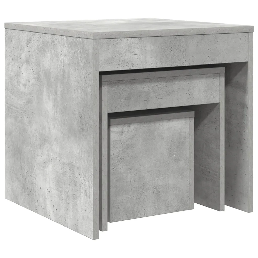 Tavolini Impilabili 3 pz Grigio Cemento in Truciolato 808598