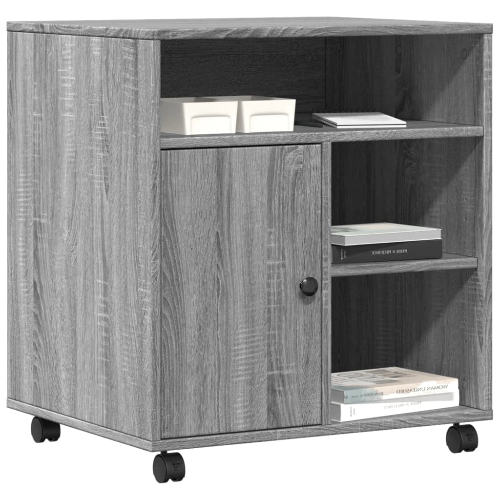 Supporto per stampante scrivania/mobile per ufficio con rotelle rovere Sonoma 60 x 50 x 67 cm legno ingegnerizzato grigio 02_0044775