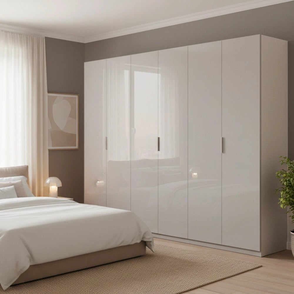 Armadio 6 ante bianco lucido Pavese 275x55x240h