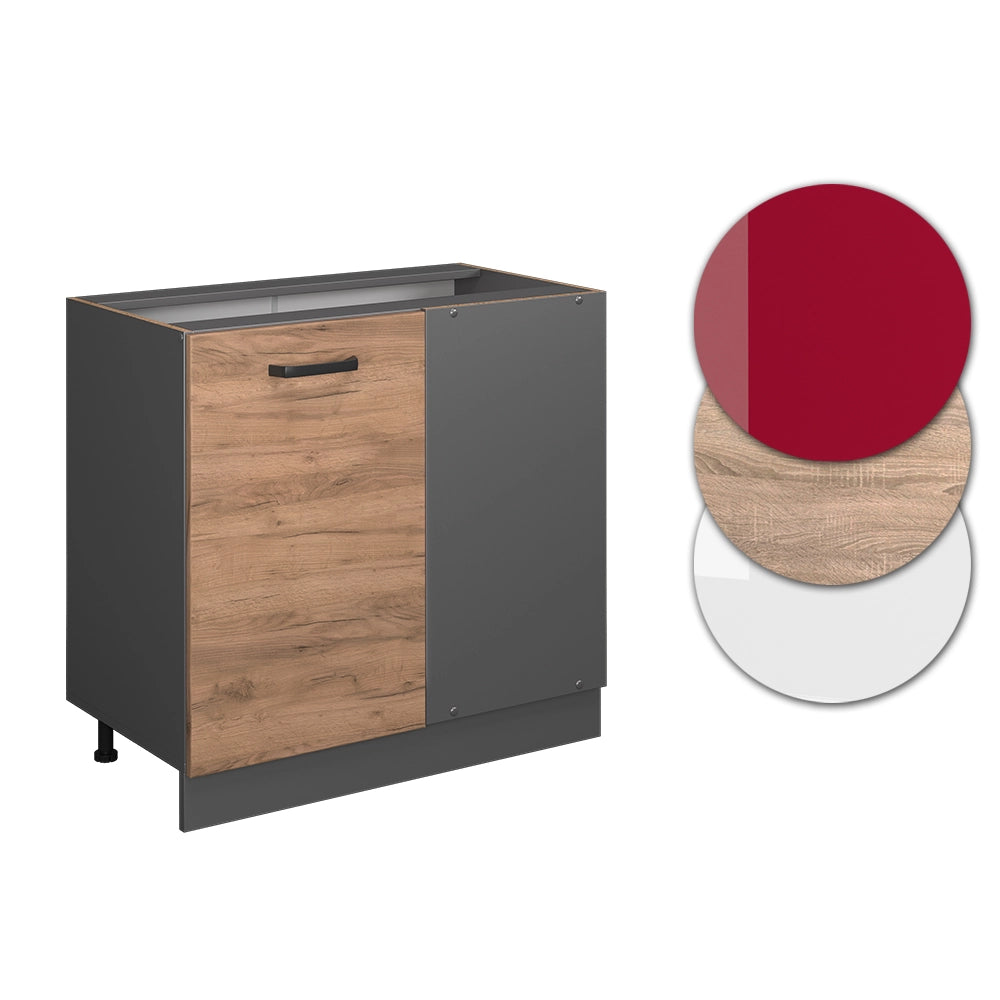 Mobile ad angolo cucina R-Line Rovere dorato/Antracite 86 cm senza piano di lavoro Vicco