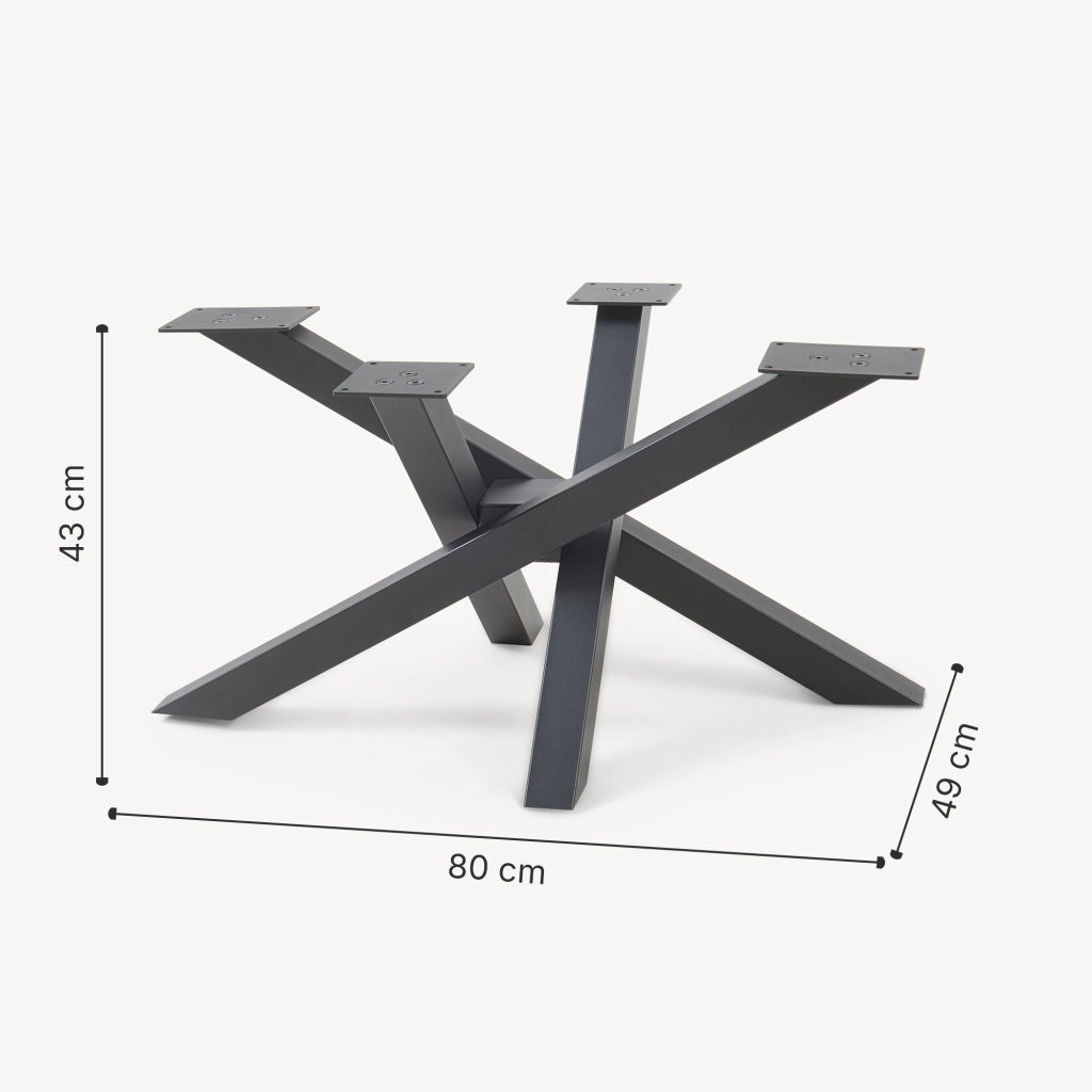 Gamba Centrale Umala in Acciaio per Mobili Fai da Te Design Incrociato 80x49x43 cm Nero [en.casa]