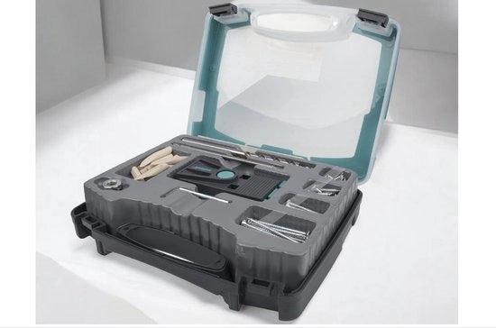 Impianto di foratura TX 4642100 - aiuto per la foratura affidabile con viti e chiodi - per giunzioni di legno e foratura di fori di sacchetto