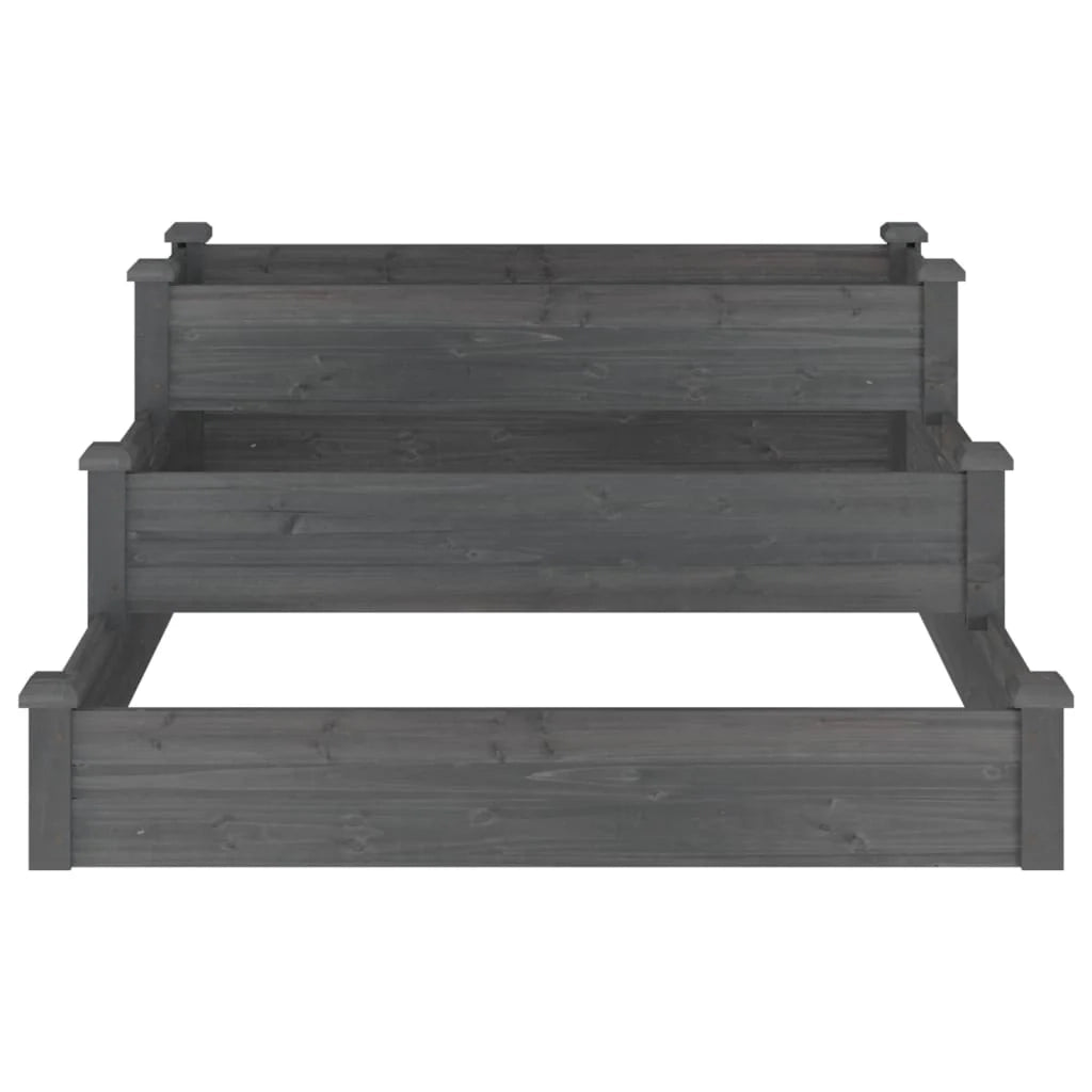 Aiuola rialzata/fioriera per piante fiori patio giardino 120 x 120 x 56 cm legno massello di abete grigio 02_0039340