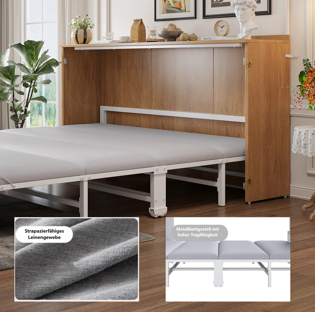Letto pieghevole a scomparsa 140x200 cm in legno e metallo; colore legno