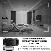 Modulo di camera di notturna 5MP con 2 lenti di illuminazione per Zero - Supporta 1080p @ 30 fps, 720p @ 60 fps e 640x480p 60/90 registrazione.