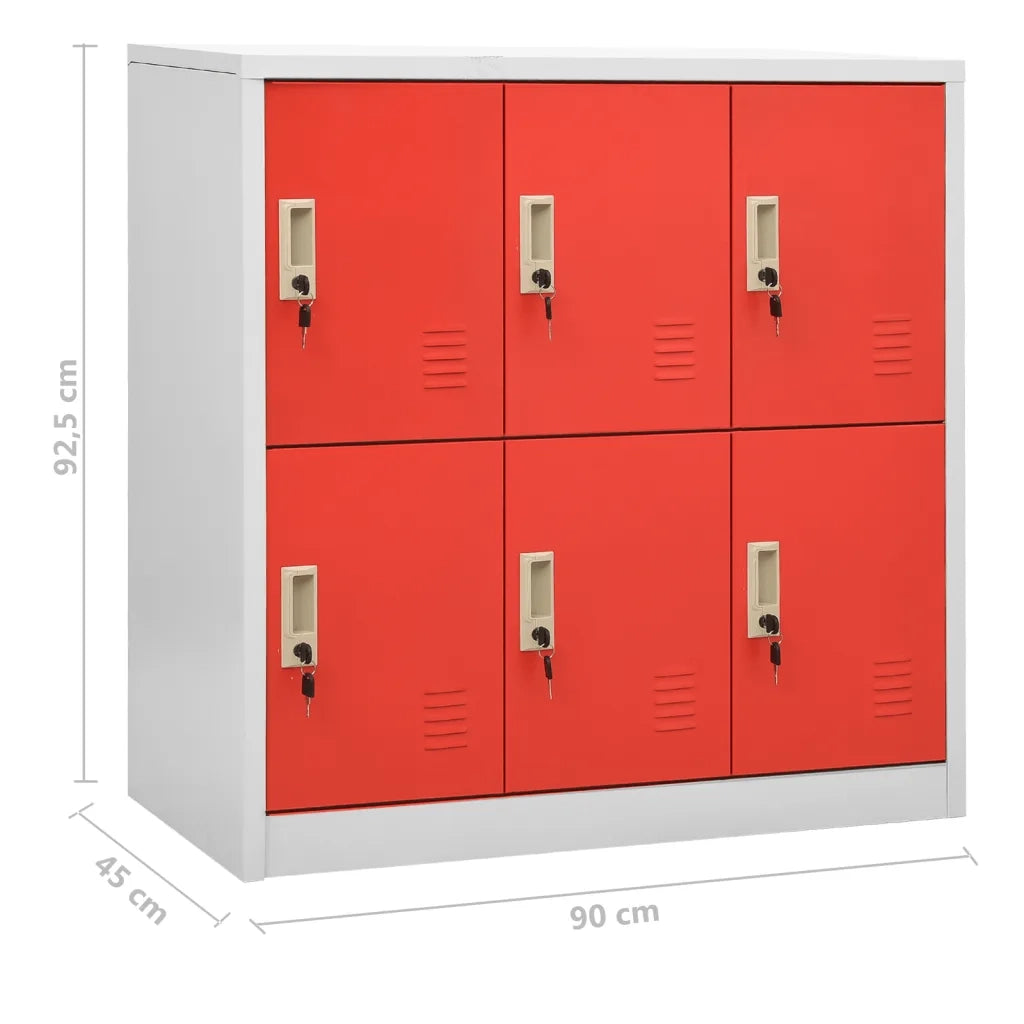 Armadietti Chiavi 2pz Grigio Chiaro Rosso 90x45x92,5cm Acciaio 3095233
