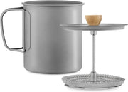 Bicchierino in titanio con filtro a stantuffo in acciaio inossidabile - 750ml - macchina da caffè a stantuffo Ø 9,5 x 11 cm - macchina da caffè per la pressione - anche per il tè