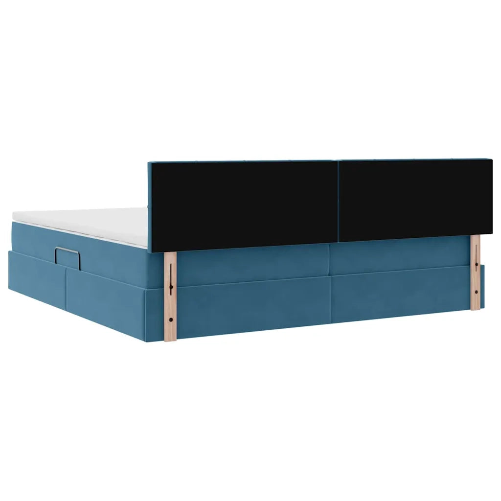 Letto con Contenitore Blu Scuro 200 x 200 cm Velluto