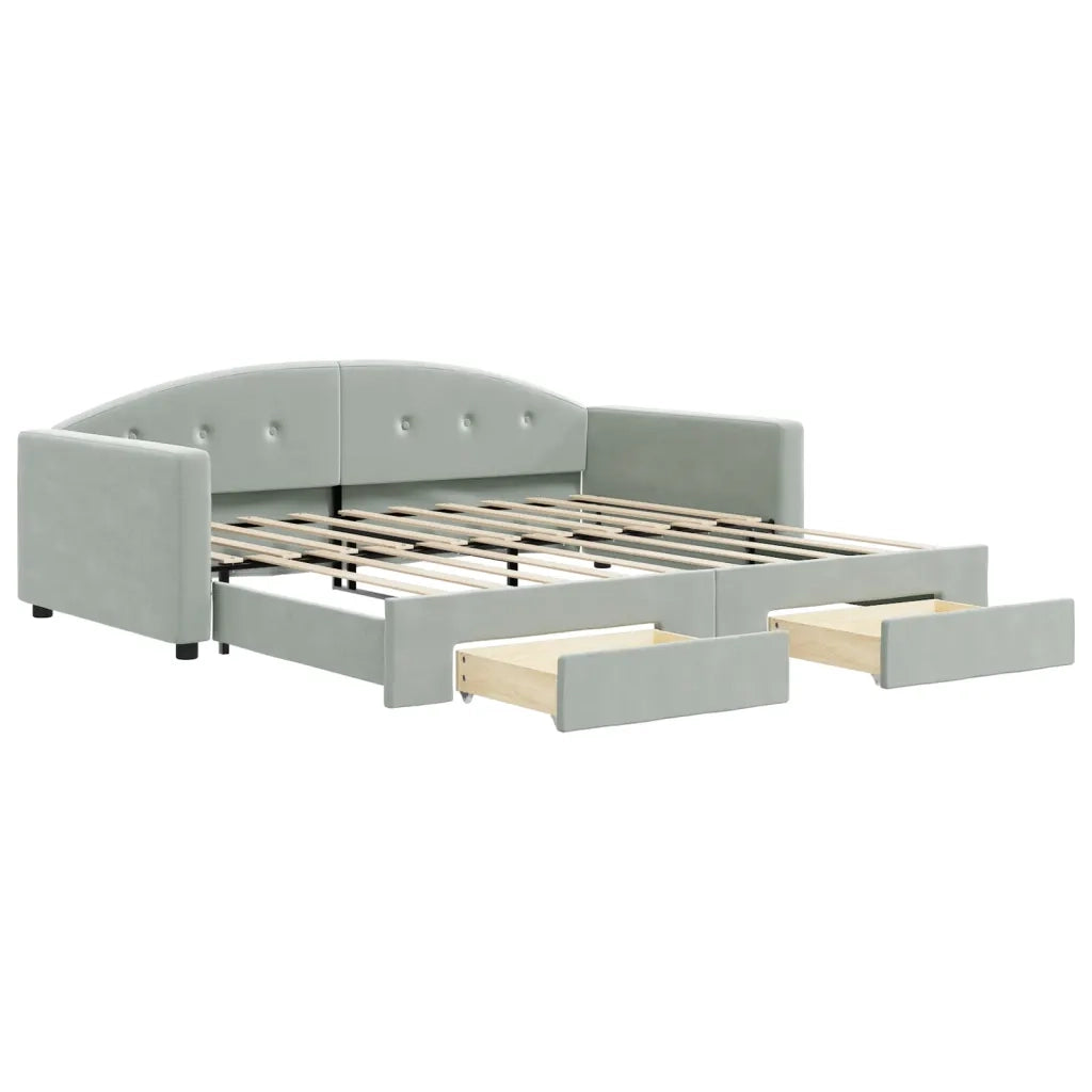 Divano Letto Estraibile Cassetti-Sofa Letto-Daybed Grigio Chiaro 90x190cm Velluto 570295