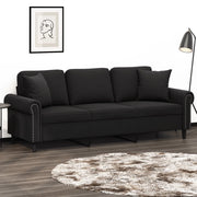Divano a 3 Posti con Cuscini Nero 180 cm in Velluto 3200960