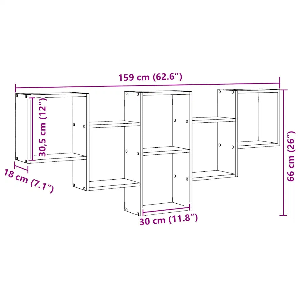 Scaffale a Parete Rovere Artigianale 159x18x66 cm in Truciolato 853307