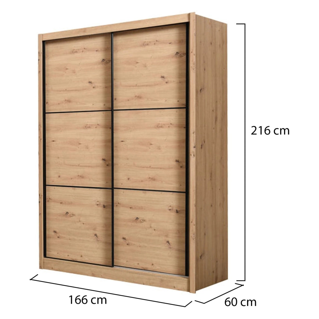 Armadio Camera da Letto Faedis, Guardaroba Grande Appendiabiti, 166x215.5h cm Marrone Rovere Nodi