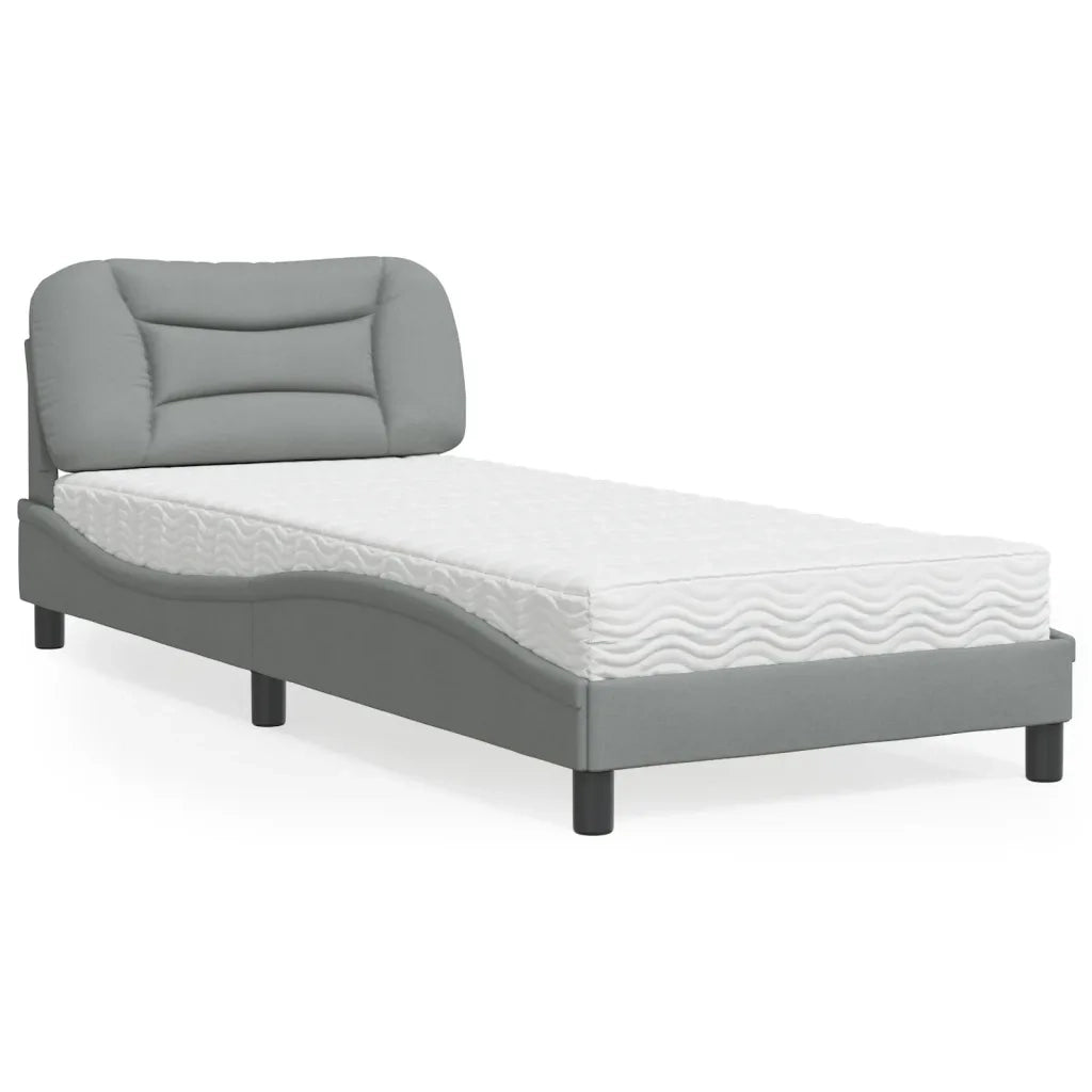 Letto con Materasso Hvar Grigio Chiaro 90x190 cm in Tessuto 3208499