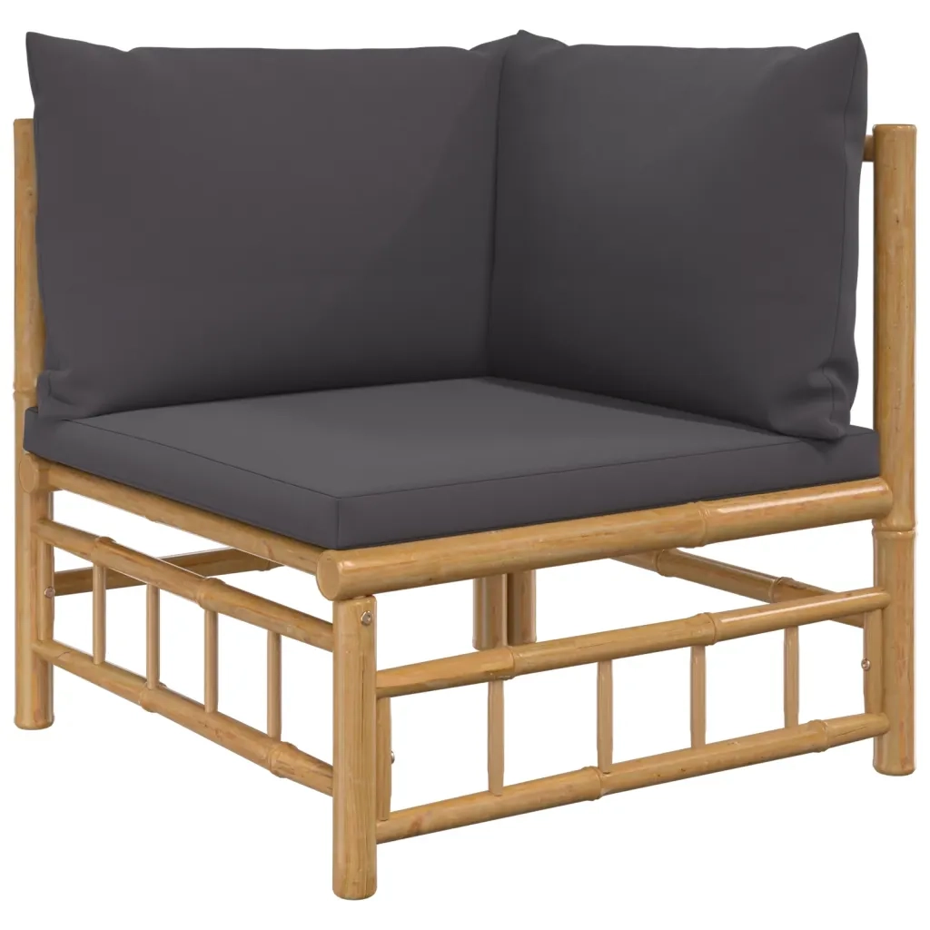 Set Salotto da Giardino 12pz con Cuscini Grigio Scuro Bambù 3155227