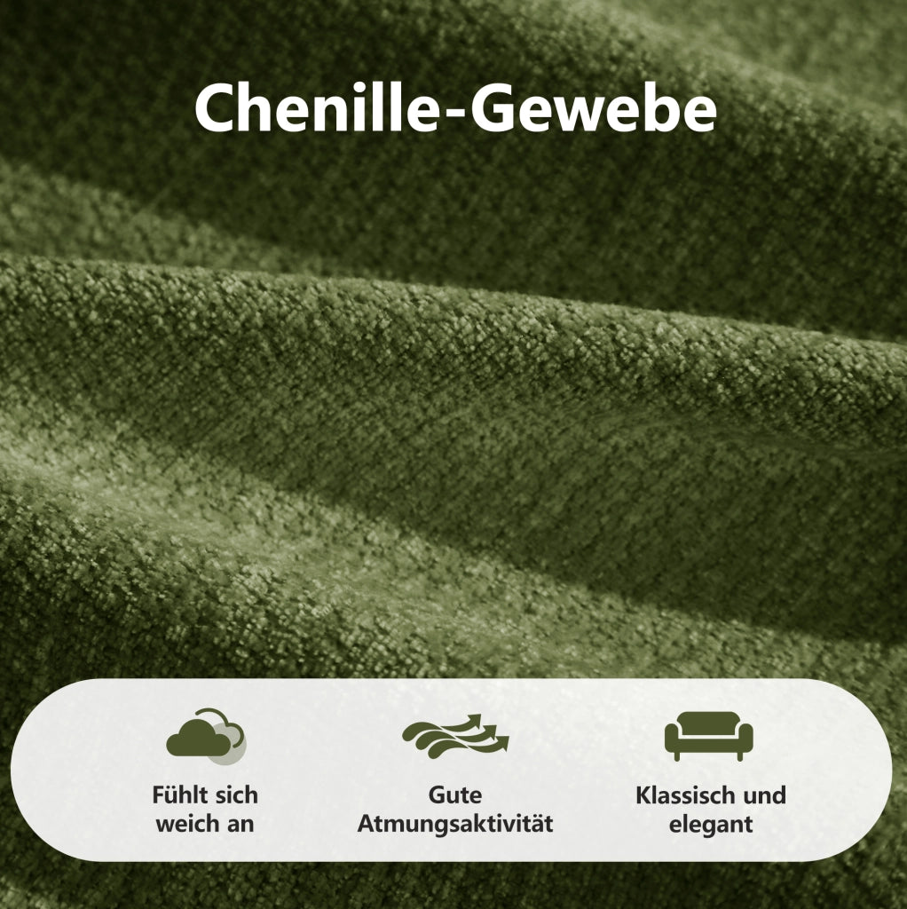 Divano modulare in chenille verde 194x97x68 cm