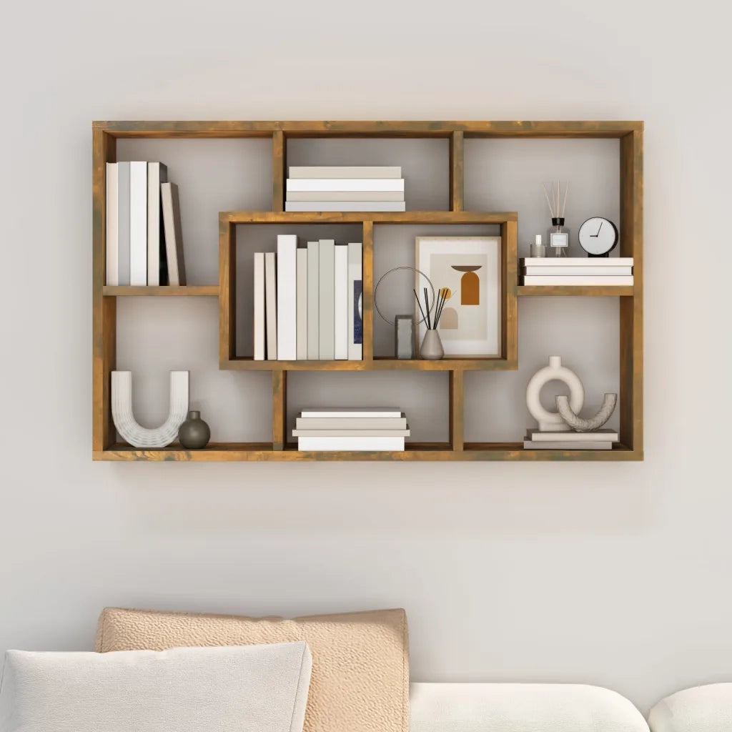 Mensola a Muro Rovere Fumo 85x16x52,5 cm in Legno Multistrato cod mxl 69733