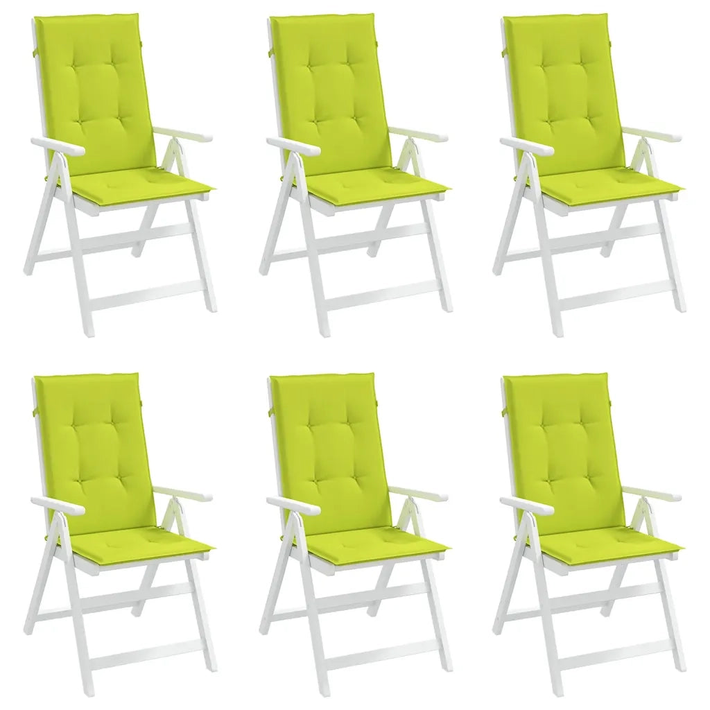 Cuscini per Sedie 6 pz Verde Brillante 120x50x3 cm in Tessuto