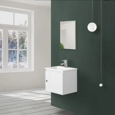 Mobile moderno salvaspazio bianco laccato 50x36,5 cm con anta