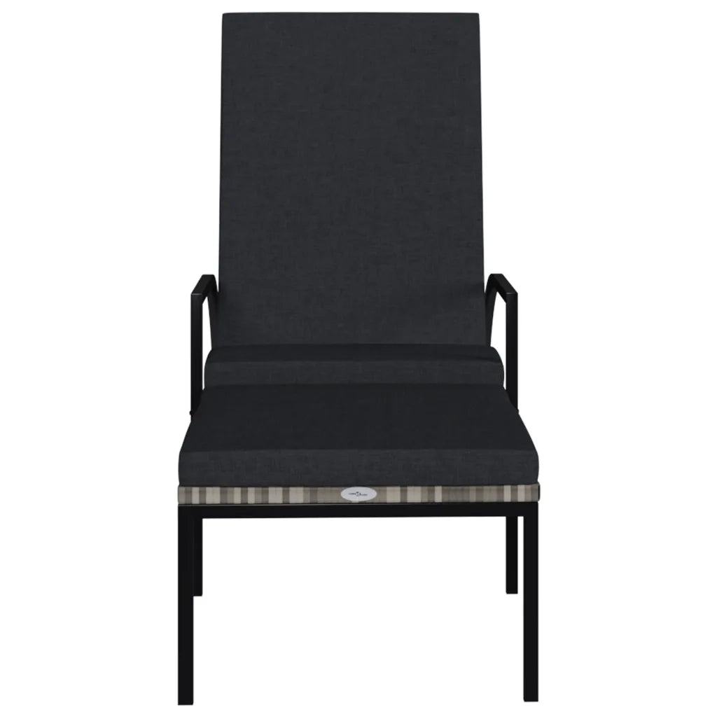 Lettini Prendisole 2 pz con Poggiapiedi in Rattan PE Grigio 317633