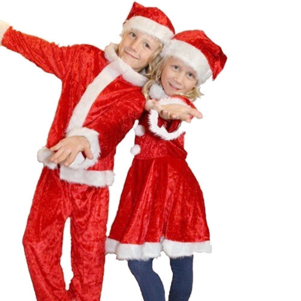 Trade Shop - Vestito Completo Abito Natalizio Per Bambini E Bambine 4-6/7-9 Anni Rosso -