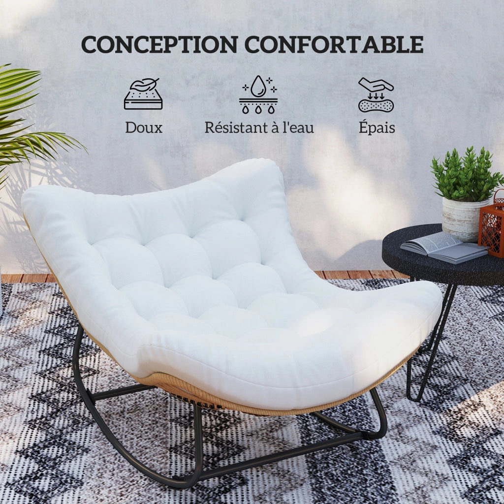 Poltrona a dondolo da giardino ¨C zephmum ¨C crema 98x111x74 cm