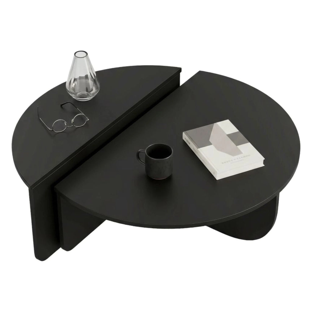 Tavolino da salotto Azim, Tavolo basso da caffè, Portariviste per divano, Ripiano da soggiorno, 90x90h35 cm, Nero
