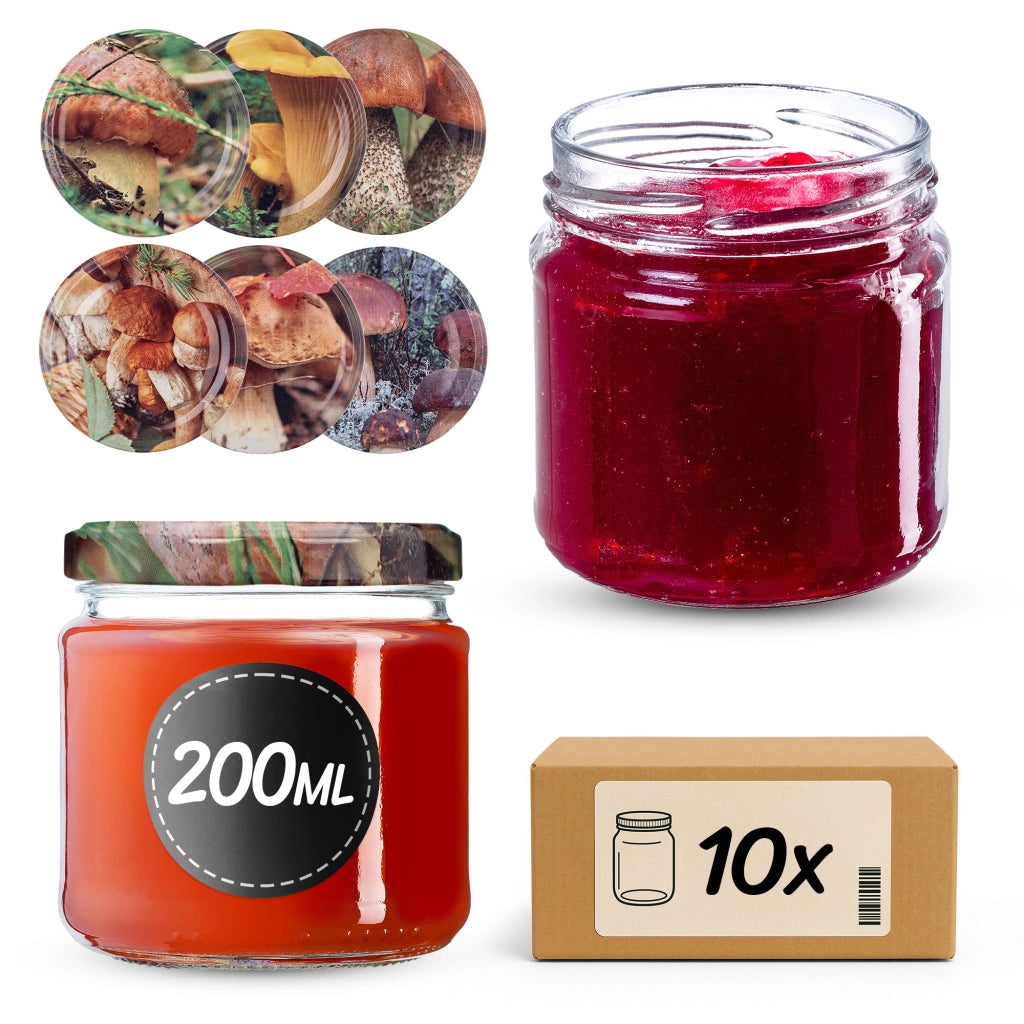 Barattoli per conserve KADAX Lerma 200ml 10 pezzi 66mm + coperchi "Mix di funghi"