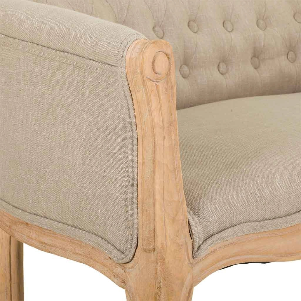 Divano in legno con rivestimento panna 107x61x70h