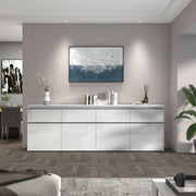 WHOUS Credenza a cassettiera Magic 4 ante e 4 cassetti bianco lucido 240x40x80 cm