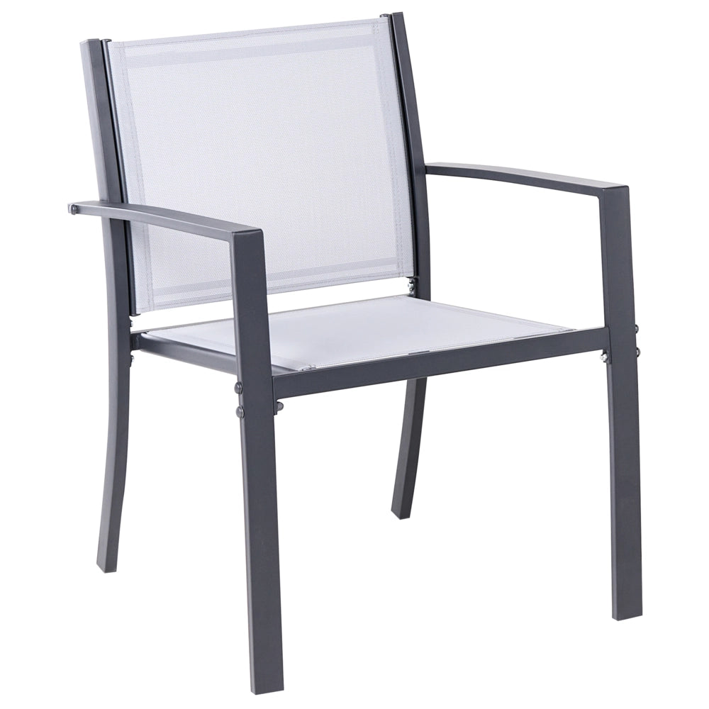 Set da giardino grigio Set da salotto in acciaio 4 posti con tavolo Stile industriale moderno Giardino Patio Balcone