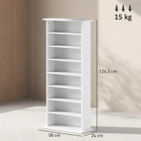 Scaffale Porta CD con 6 Ripiani Regolabili, Capacità di 360 CD/185 DVD, 58x24x124.5 cm, Bianco