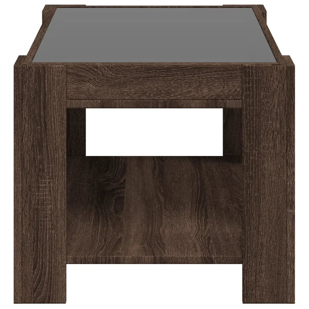 Tavolino Salotto con LED Rovere Marrone 73x53x45 cm Multistrato