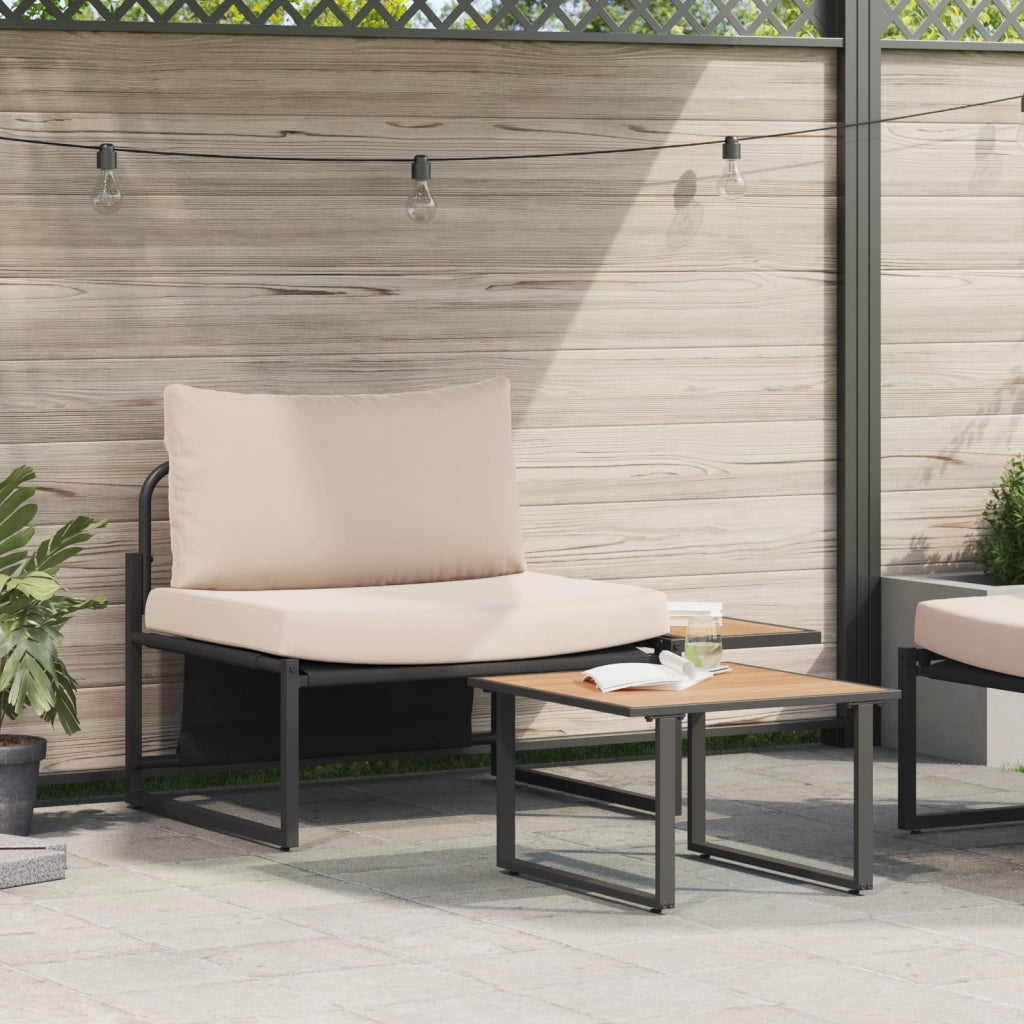 Set Divano da Giardino 2 Pezzi Singolo con Cuscini Tortora