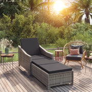 Lettino Prendisole con Cuscino Grigio Scuro Polyrattan Grigio cod mxl 23228