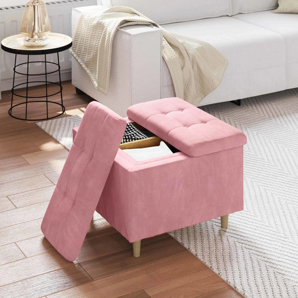 Pouf contenitore con cuscino Rosa 60 x 60 x 45 cm Velluto