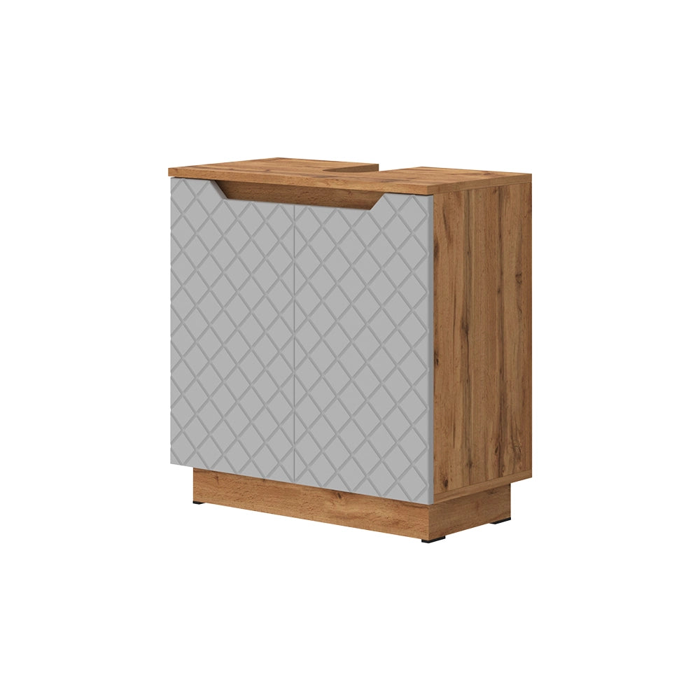 Vicco Mobile sottolavabo per bagno Rovere/grigio con struttura in piastrelle 59.8 x 62.1 cm con 2 porte
