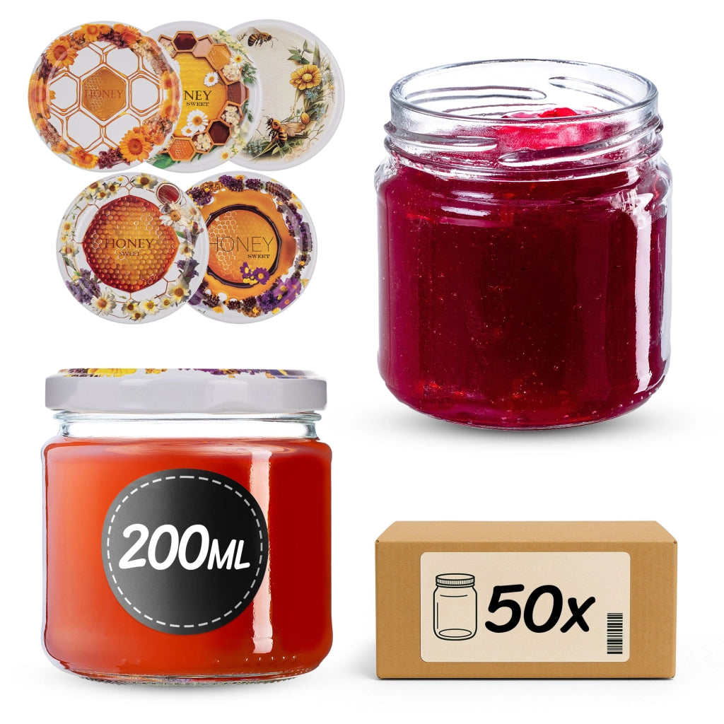 Barattoli per conserve KADAX Lerma 200ml 50 pezzi 66mm + coperchi "Sweet Honey"