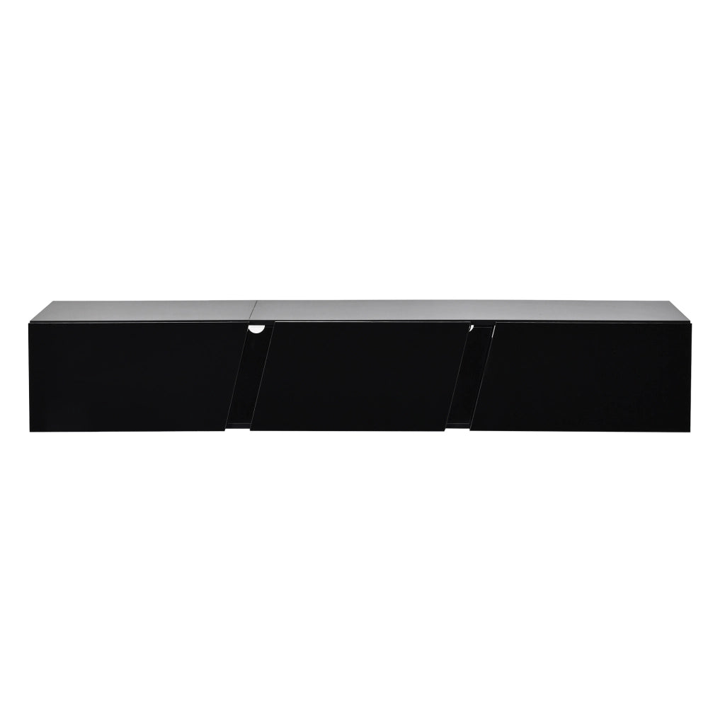 Mobile TV sospeso 180x35x30 cm con LED controllate da app; 3 ante ribaltabili; in truciolare; nero