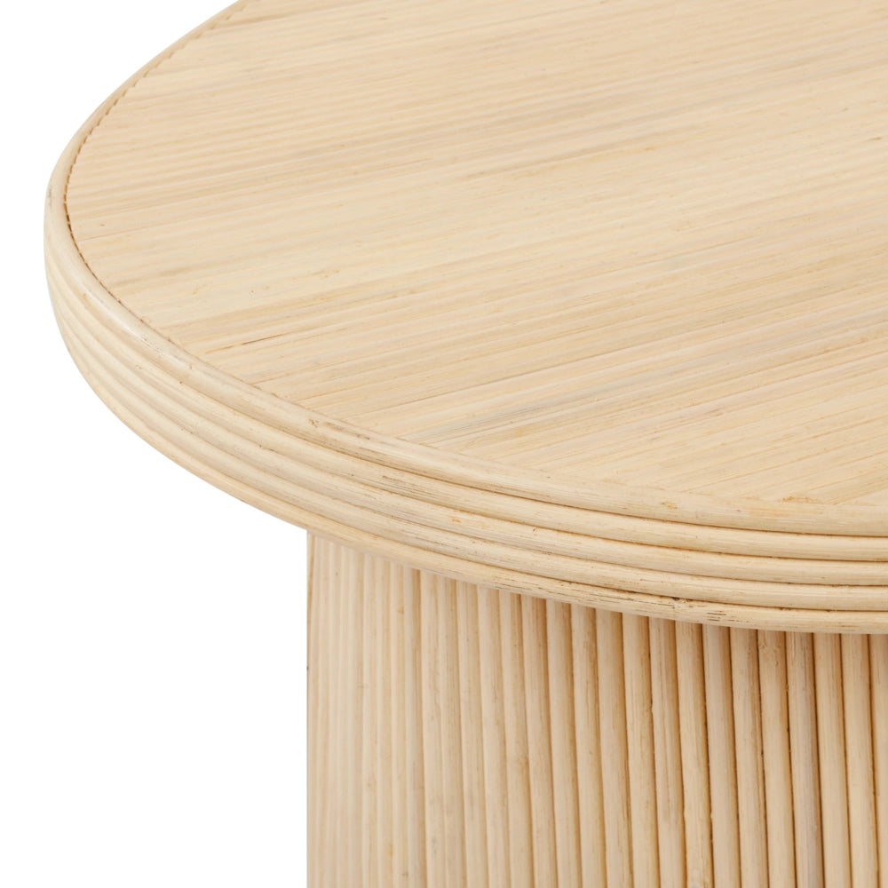 Set di 2 tavolini portaoggetti in rattan naturale con piano d'appoggio in stile Boho