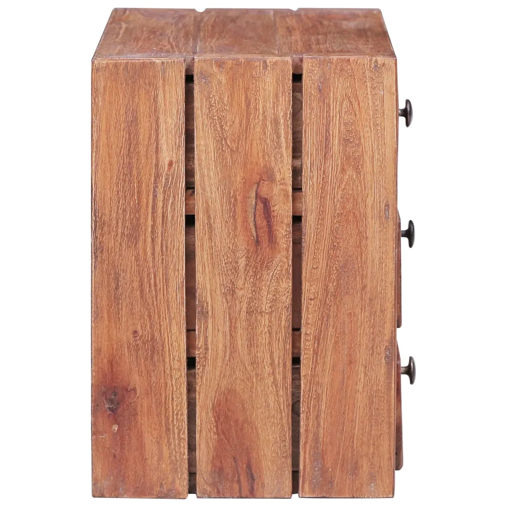Comodino con 3 Cassetti 35x25x35 cm Legno Massello di Mogano 283938