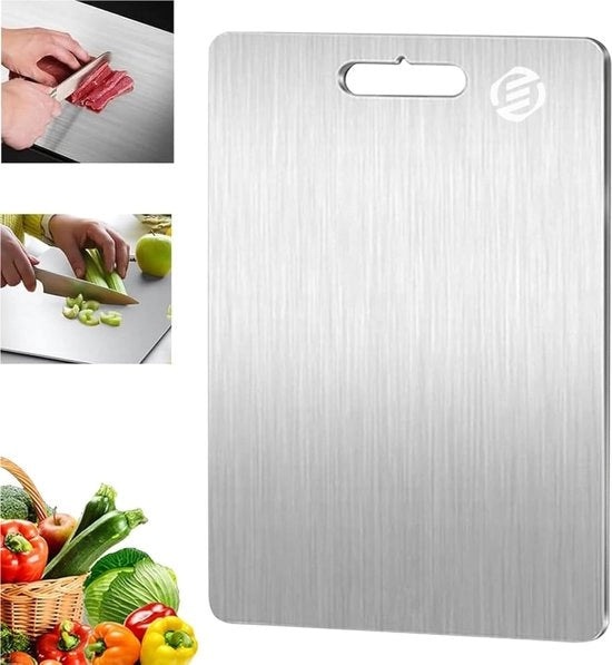 Piastra di taglio in titanio - Senza plastica - Senza profumi - Inox - Piastra di taglio - Antimicrobico - Resistente all'acqua del lavastoviglie