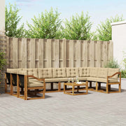 Set di divani da esterno con cuscino 11 pcs Naturale e Beige