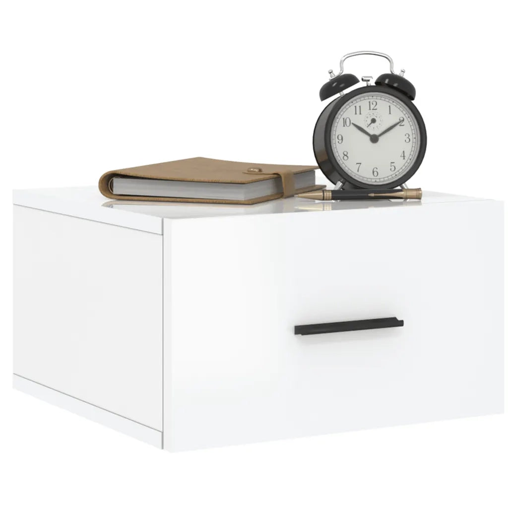 Comodini a Muro 2 pz Bianco Lucido 35x35x20 cm 829857