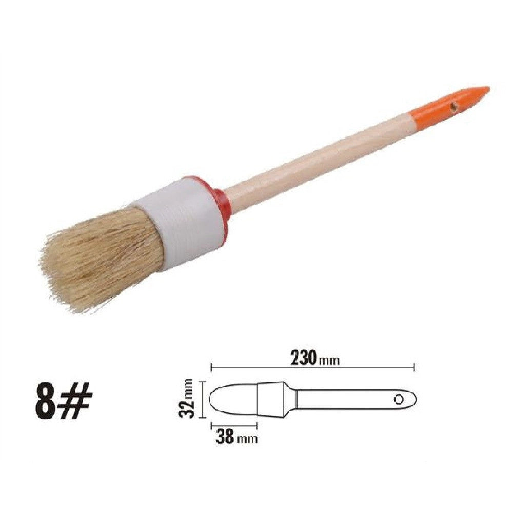 Trade Shop - Pennello Pittura Maniglia In Legno Setole Naturali A Testa Tonda 38 Mm 8" 90292 -