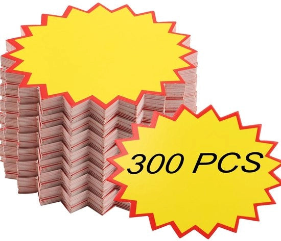 Etichette di prezzo 300 pezzi - Etichette di vendita - Sostegni di prezzo - Etichette di prezzo - Etichette di promozione - Materiale di carta rigido 8x11 cm - Etichette di vendita