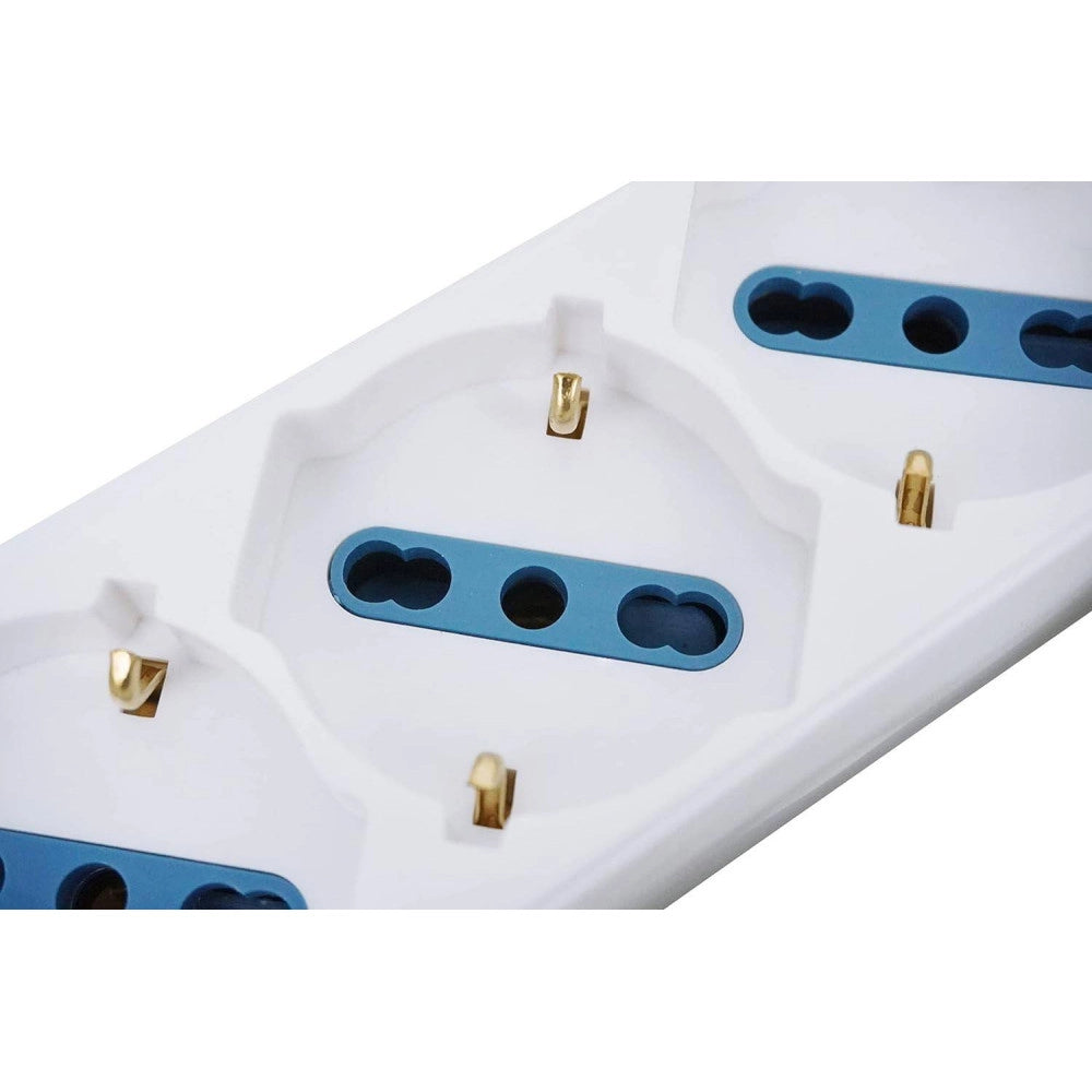 Trade Shop - Multipresa Shuko Bipasso 10 E 16 Amp 5 Posti Ciabatta Elettrica Con Interruttore -