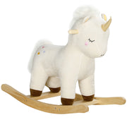 Cavallo a Dondolo per Bambini 2-4 Anni a Unicorno con Suoni e Rivestimento Morbido, Bianco