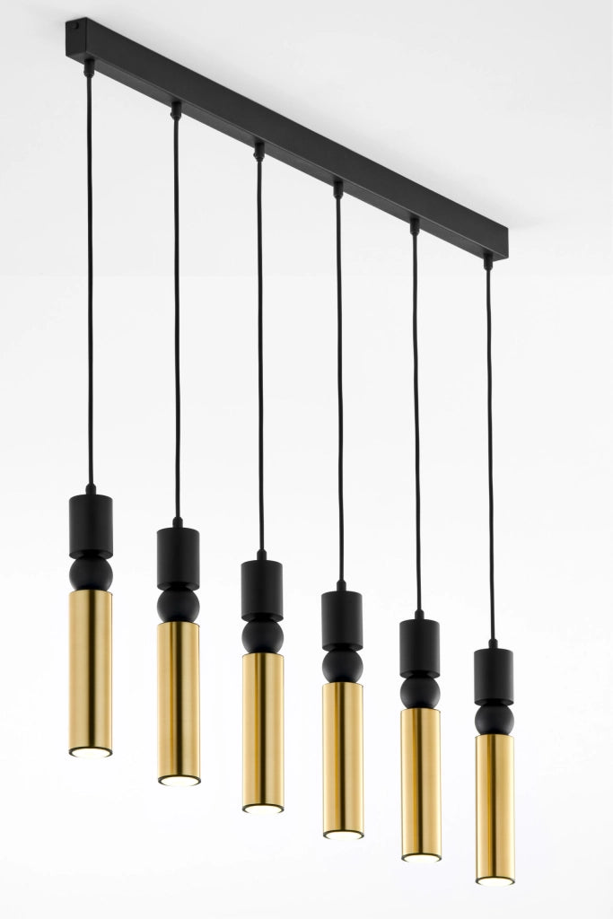 Lampada sospensione ALAS Jupiter 90cm nero-oro 6xGU10