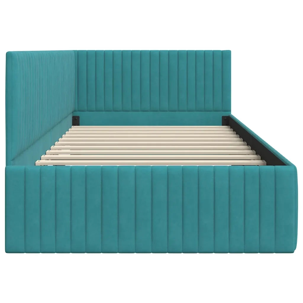 Cornice del letto ad angolo Turchese 100 cm x 200 cm Velluto